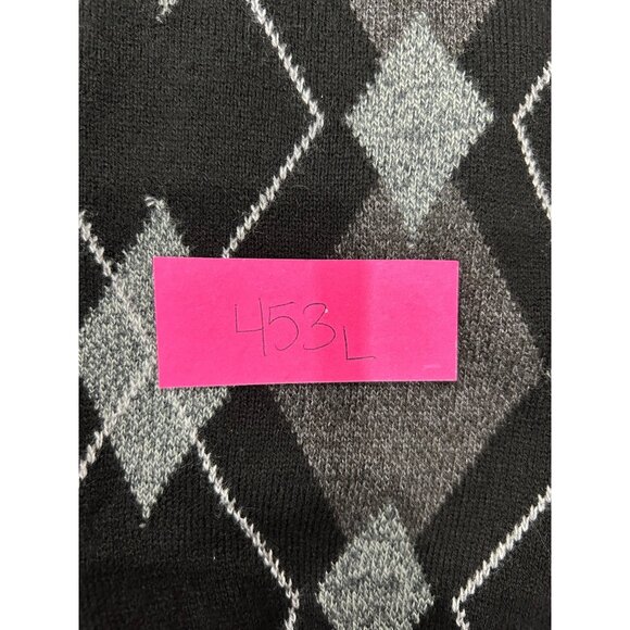 Geoffrey Beene Mens Argyle V Neck Sweater Vest Black Gray Size Large - Picture 8 of 8